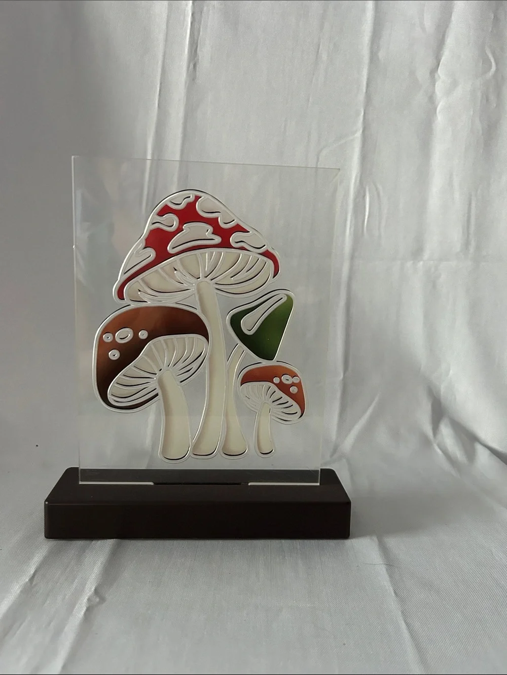 Boho mushroom acrylic LED light clear laser-engraved